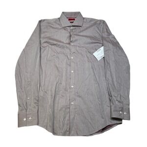 HUGO Slim Fit Dress Shirt Mens Medium 15 Light Red Easy Iron Long Sleeve NEW $98